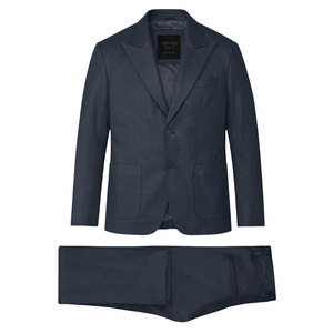 Traje de Dos Piezas para Hombre, Color Azul Marino, Marca Leather Cult, Blazer de Solapa con Botones y Pantalones - Product Image 5