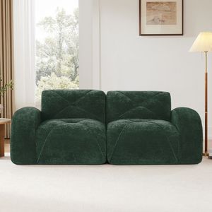 Divano a 2 Posti in Velluto Trapuntato con Base Antiscivolo, Design Ergonomico, Spugna ad Alta Densità 32D, Morbido Divano Senza Struttura per Soggiorno - Product Image 3