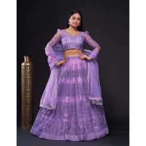 Conjunto Elegante de Lehenga Choli Morado para Fiesta, Talla M, con Trabajo de Lentejuelas, para Mujer, Diseñador FB - Product Image 5