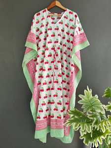 Women's Comfortable Cotton <b>Kaftan</b> Long Sleepwear for Summer Autumn Spring Evening Lightweight Gowns for Party & Resort Wear - Product Image 4