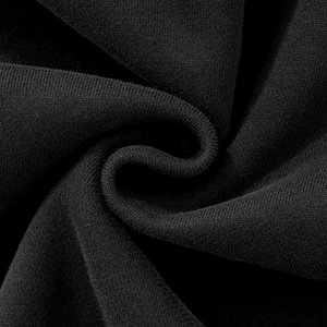 Sudadera con capucha de algodón grueso con cuello y cremallera completa, color negro liso, con logotipo personalizado bordado en 3D y estampado en relieve para hombre y mujer - Product Image 3