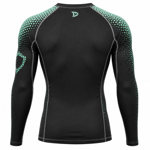 เสื้อแรชการ์ดแขนยาวผู้ชาย Dravelle Industry สีดำ-เขียวลายหกเหลี่ยม พิมพ์ลายยางนูน ระบายอากาศได้ดี น้ำหนัก 220 กรัม แห้งเร็ว - Product Image 2
