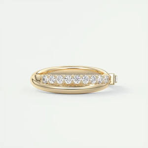 Baguette y corte redondo Lab Grown Wedding Band Half Eternity Anillo apilable, elegante aniversario o banda nupcial - Product Image 1