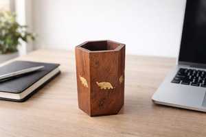 Porte-stylos en bois fait main, organisateur de bureau minimaliste, support de rangement à un seul niveau pour usage professionnel - Product Image 2