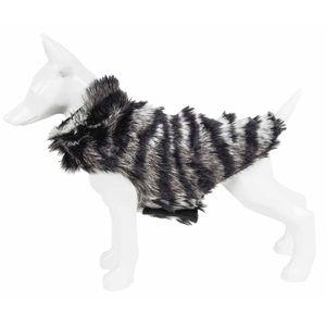 Manteau de luxe pour chien en fourrure de vison à motif zèbre, magnifique et élégant, vêtements haut de gamme pour animaux de compagnie - Product Image 5