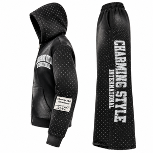 Ensemble de survêtement streetwear pour homme : sweats à capuche zippés et pantalons de jogging amples, personnalisés par le fabricant, de haute qualité, effet délavé à l'acide - Product Image 4