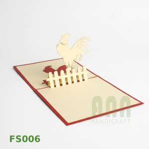 ANN HANDICRAFT FS006 Handmade 3D Pop-Up Chicken Greeting Card Hot Stamping Laser Engraved Papper <b>Matte</b> <b>Varnishing</b> Back to School - Product Image 3