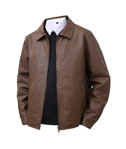 Bangladesh CNFactory Price Custom Logo Embroidery OEM 2026 Men PU <b>Leather</b> <b>Jacket</b> Slim Fit Lapel Casual Windproof Mens <b>Jacket</b> - Product Image 3