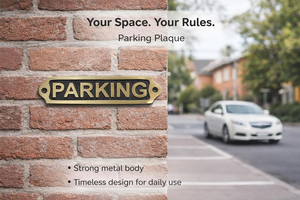 Vintage Brass Parking Door Sign Decorative Metal Parking <b>Name</b> <b>Plate</b> Wall Mounted Garage Parking Plaque for Home Office Building - Product Image 4