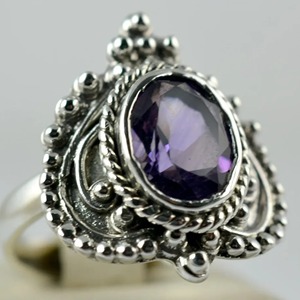 Amethyst <b>Ring</b> Handmade Sterling Silver Bezel Setting Natural Purple Oval Shape Gemstone <b>Boho</b> Jewelry Women's Jeweltech February - Product Image 3
