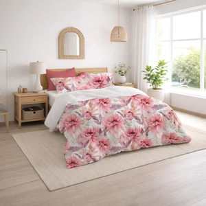 Ensemble de housse de couette en coton 3 pièces ultra doux et respirant avec taies d'oreiller, fermeture éclair et attaches aux coins - Product Image 1