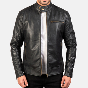 Sheepskin <b>Shearling</b> Leather <b>Jacket</b> Casual Flight Coat with Zippered Closure Genuine Leather Fur Bomber <b>Jacket</b> - Product Image 3