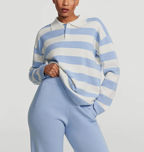 Polo de rugby vintage personnalisé pour femme, rayures cousues, blocs de couleur, polo de sport contrastant, grande taille pour femme - Product Image 5