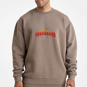 Wholesale Men's Crew <b>Neck</b> Sweatshirt Regular Fit Front Logo Print Casual Autumn Wear 100% Cotton Knitted Pullover - Product Image 1