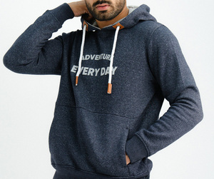 Pull à capuche imprimé décontracté pour hommes – Mélange de coton et polaire, capuche à cordon réglable, poche kangourou, streetwear automne-hiver - Product Image 1