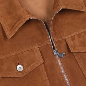 Men's Brown <b>Suede</b> Leather <b>Jacket</b> Casual Zipper Closure Turn Down Collar Regular Fit Autumn Wear Leather <b>Jackets</b> Pakistan - Product Image 5