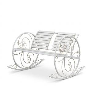 Banc de patio 2 places en fer forgé sur mesure, design européen, résistant aux intempéries, balançoire vintage en métal pour jardin extérieur - Product Image 1