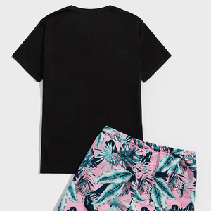 ชุดเซ็ต 2 ชิ้น เสื้อยืดแขนสั้นผ้าเทอร์รี่โพลีเอสเตอร์/คอตตอน กางเกงขาสั้นลำลองสไตล์สตรีททรงหลวมสำหรับผู้ชาย ขายส่ง ประจำฤดูร้อนปี 2026 - Product Image 2