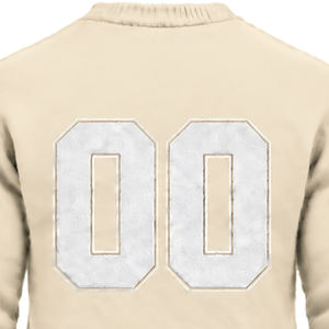 Custom Ivory Men Crew Neck Sweater Long Sleeve Soft Knit Pullover Casual Winter <b>Jumper</b> Ribbed Cuffs with Raised Chest Letter - Product Image 4
