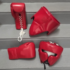 Factory Price Professional Customized Boxing Sparring Gloves Head Groin Guard Set Genuine <b>Cow</b> Leather Laced Breathable - Product Image 5