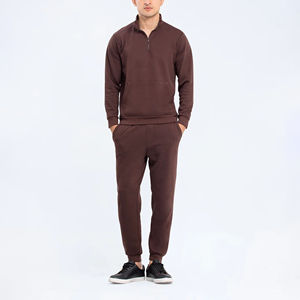 Ensemble survêtement homme hiver 2026 respirant, coupe droite, molleton épais, style streetwear, pantalon évasé et ample, vente en gros - Product Image 1