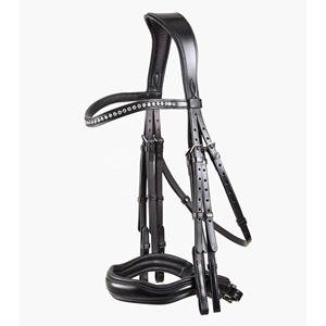 Brida doble ecuestre de carreras con logotipo personalizado, acero inoxidable y cuero occidental duradero con costura elegante, productos para caballos - Product Image 1