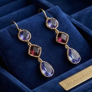 Wonderful 10K 14K 18K Solid Gold Drop Earrings With Sapphire Bezel Setting Water Drop Shape For Women's Everyday Wear Earrings - Product Image 4