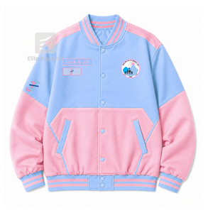Chaqueta cortavientos personalizada Jack & Jill of America con logo bordado en azul claro y rosa, estilo casual unisex con forro de poliéster. - Product Image 1