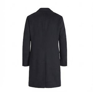 <b>Black</b> <b>Wool</b> Blend Men's <b>Overcoat</b> Notched Lapel Long Coat Regular Fit Formal Casual Outerwear - Product Image 4