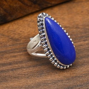 Anillo de Lapislázuli Hecho a Mano en Plata de Ley 925, Anillo de Joyería de Lapislázuli Natural Deslumbrante, Regalo de Acción de Gracias - Product Image 6