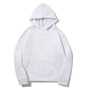 Men's Hooded Sweatshirt Breathable Fleece Solid Color Casual Autumn Wear White 100% Cotton <b>Knitted</b> Plain Dyed - Product Image 1
