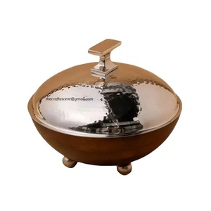 Arabic Design Metal Hotpot Best Quality Handmade Luxury Casserole With Lid Round Shape MOP Inlay Food Warmer for Kitchen Use - Product Image 5