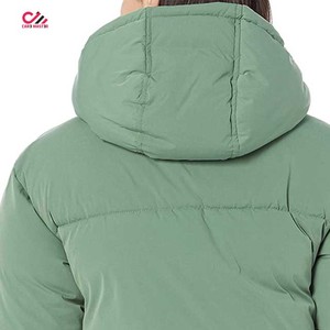 Veste matelassée verte pour femme, à capuche, fermeture éclair, manteau d'hiver chaud, longueur normale, manches longues, en vente - Product Image 4