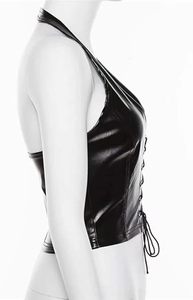 Top de Cuero Genuino Personalizado para Mujer, Corte Ajustado, Sin Mangas, Estilo Crop, Moda Urbana, Hecho a Mano, OEM ODM - Product Image 2