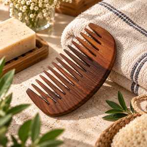Peigne de poche en bois léger, design minimaliste, accessoire de toilettage de voyage, artisanat naturel - Product Image 4