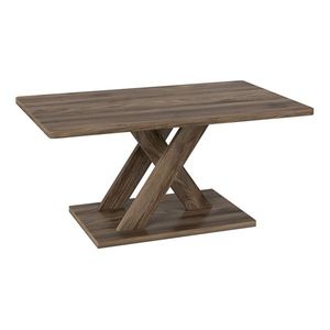 37.5 Inch <b>Rustic</b> Brown <b>Coffee</b> <b>Table</b> with Geometric Design and Wood Texture Durable Rubber Wood Plywood Frame - Product Image 3