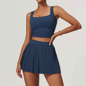 Conjunto Deportivo Casual Transpirable de 2 Piezas para Mujer, con Falda Midi de Cintura Alta y Camiseta Polo, Calidad Económica - Product Image 5