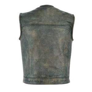 Chaleco de Cuero Vacuno para Motociclista, Estilo Vintage, Grueso, con Cremallera, Resistente al Viento, Personalizable, OEM, ODM, Venta al Por Mayor - Product Image 3