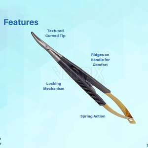 Portaagujas Curvo Castroviejo Médico de Última Moda, Más Vendido, con Mandíbulas de 11 mm y Puntas Cónicas, 140 mm x 1 mm - Product Image 3