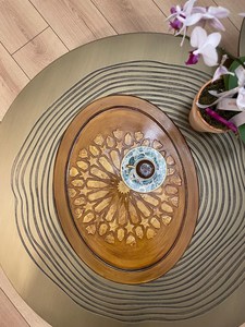 Middle Eastern Style Wooden Serving Tray With Golden Printing for Dates Arabic Coffee Ramadan Eid Hospitality Decoration - Product Image 6