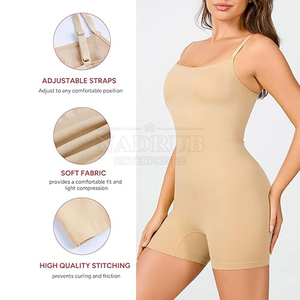 Women One Piece Shapewear Square Neck <b>Tummy</b> <b>Control</b> Shorts Bodysuit Solid Color Seamless Knitted Spandex Nylon - Product Image 2