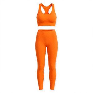 Conjunto de Leggings y Sujetador Deportivo para Mujer, Color Personalizado, Espalda Cruzada, Sin Varillas, Transpirable, Tejido Sin Costuras, Estilo Deportivo para Todas las Temporadas - Product Image 1