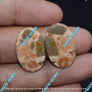 Vente en gros FAIJAN GEMS Paire de cabochons en jaspe astéroïde naturel, taille ovale, polis, pour la fabrication de bijoux, provenance Rajasthan - Product Image 2