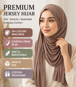 Hiyab de Jersey Premium al por Mayor, Alta Calidad, Elasticidad, Color Sólido, Pañuelo para Mujer Musulmana, Hiyab de Algodón Jersey - Product Image 2