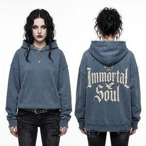 Light Yellow Oversized Hoodie Women Bloodlust Anime Girl Graphic <b>Back</b> Print Cute Gothic Streetwear Hooded Sweatshirt Factory - Product Image 4