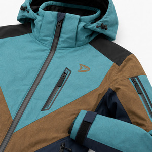 Men's Waterproof for 10,000mm Power Stretch Color Blocked <b>Ski</b> Jacket Hooded Synthetic Polyester Outdoor Wear - Product Image 5