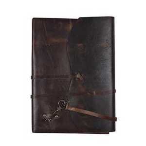Newly 100% Genuine Leather Vintage Gifts Journal <b>Notebook</b> Key Lock Wrap Strap Flap Cover Cotton <b>Blank</b> White Pages Personal Diary - Product Image 1