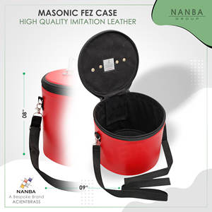 Deluxe Machine Embroidered Masonic Fez Case (RED) Imitation Leather Lightweight Comfortable Freemasons <b>Hat</b> Storage Carrying <b>Box</b> - Product Image 5