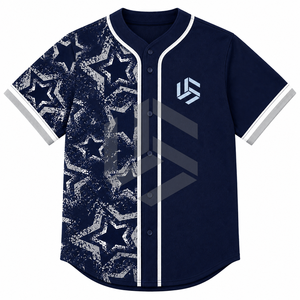 เสื้อเบสบอลผู้ชายไซส์ใหญ่แบบระบายอากาศได้ดี พิมพ์ลายตามสั่ง ติดกระดุม แขนสั้น ซับเหงื่อ แห้งไว ชุดทีมลายเรขาคณิต - Product Image 3