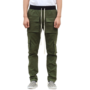 Pantalon cargo jogger kaki pour homme, taille élastique, plusieurs poches, style décontracté, tissu en toile respirant, idéal pour l'automne - Product Image 2